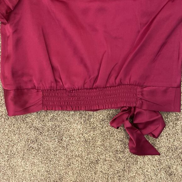 Express Women's Satin One Shoulder Tie Waist Top Bright Pink Size XS - NWT $64 - Picture 9 of 16